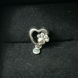 Pandora Sparkling Paw Print and Heart Charm